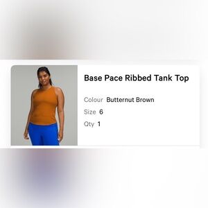 Lululemon Base Pace Ribbed Tank in Butternut Brown